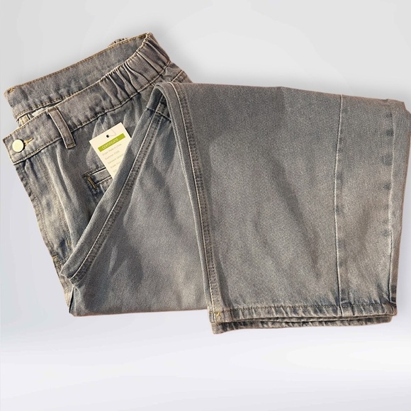 NWT Women’s Wide Leg Banana Jeans Light Wash Blue Size XL - Picture 8 of 8